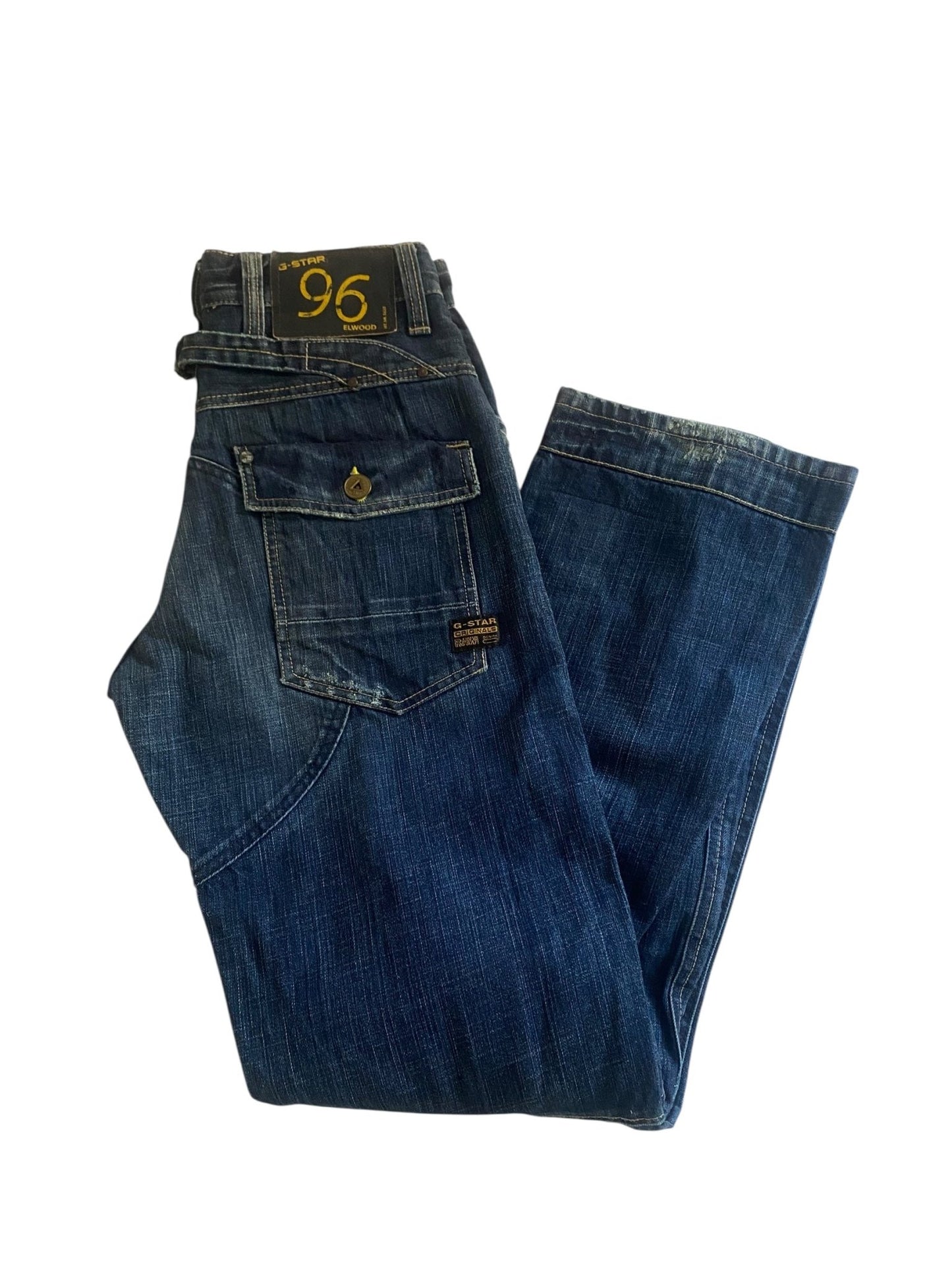 Y2K G Star Raw Elwood Buckle Back Jeans - anbracaminte