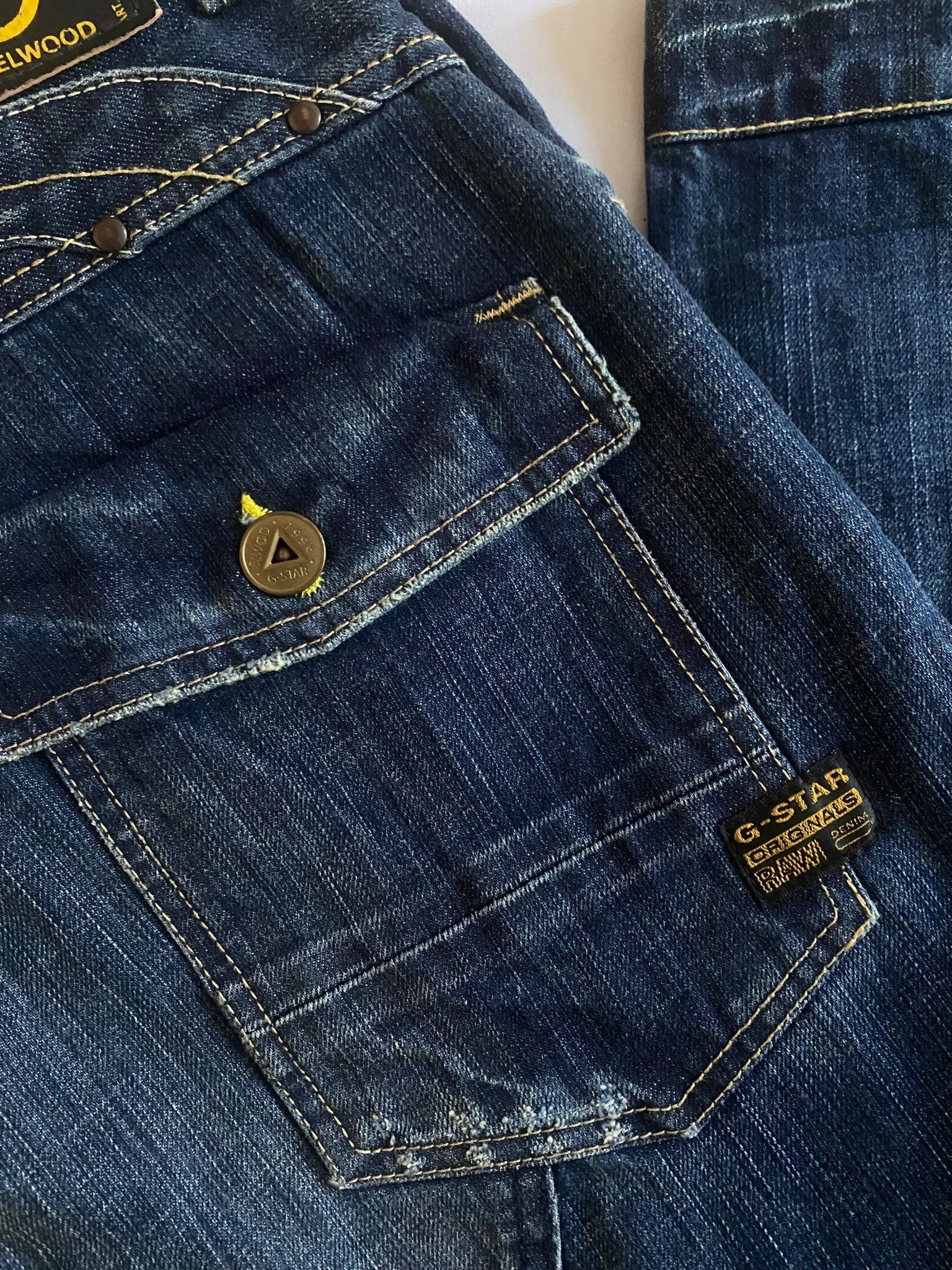 Y2K G Star Raw Elwood Buckle Back Jeans - anbracaminte