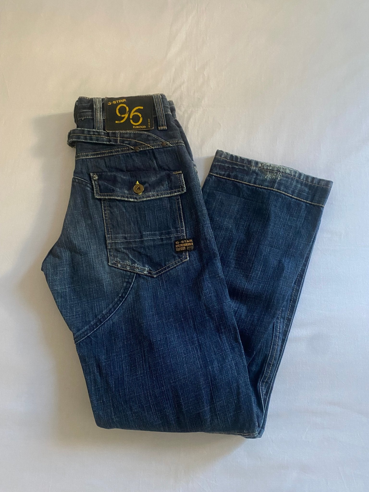 Y2K G Star Raw Elwood Buckle Back Jeans - anbracaminte