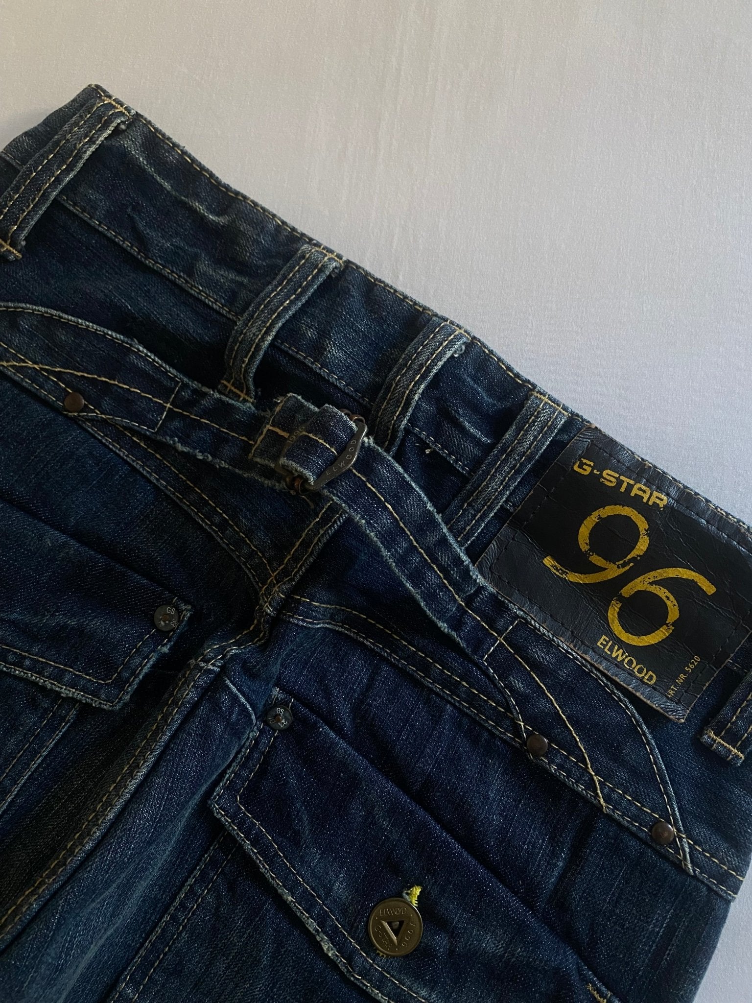 Y2K G Star Raw Elwood Buckle Back Jeans - anbracaminte