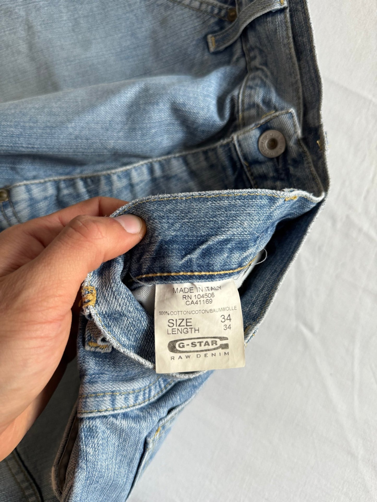 👖 Y2K G - Star Raw Elwood Jeans Light Wash – Made in Italy (W34 L34) - anbracaminte