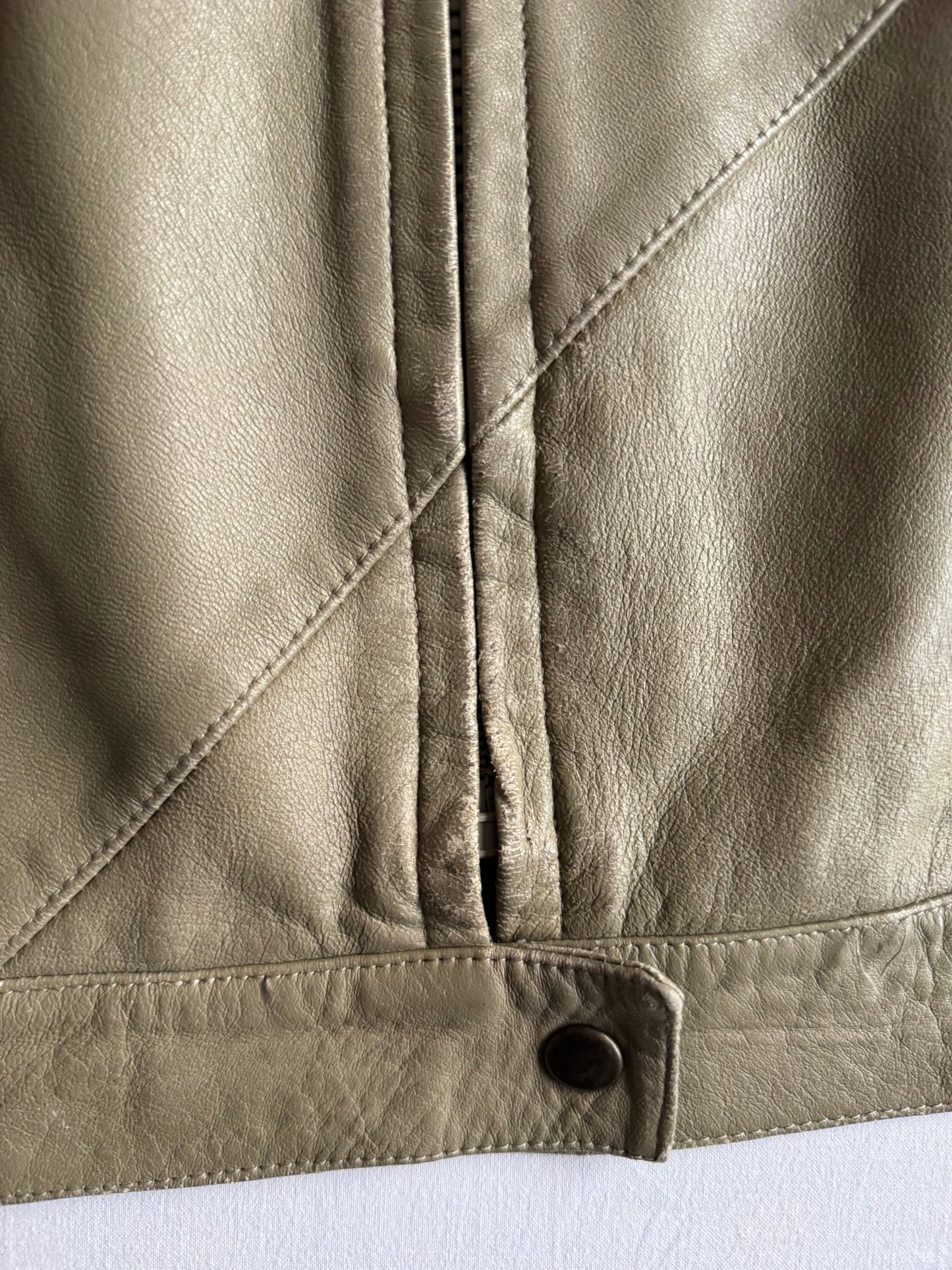 🫒 Y2K Geacă din piele olive deschis / IT 42 (Femei M) - anbracaminte