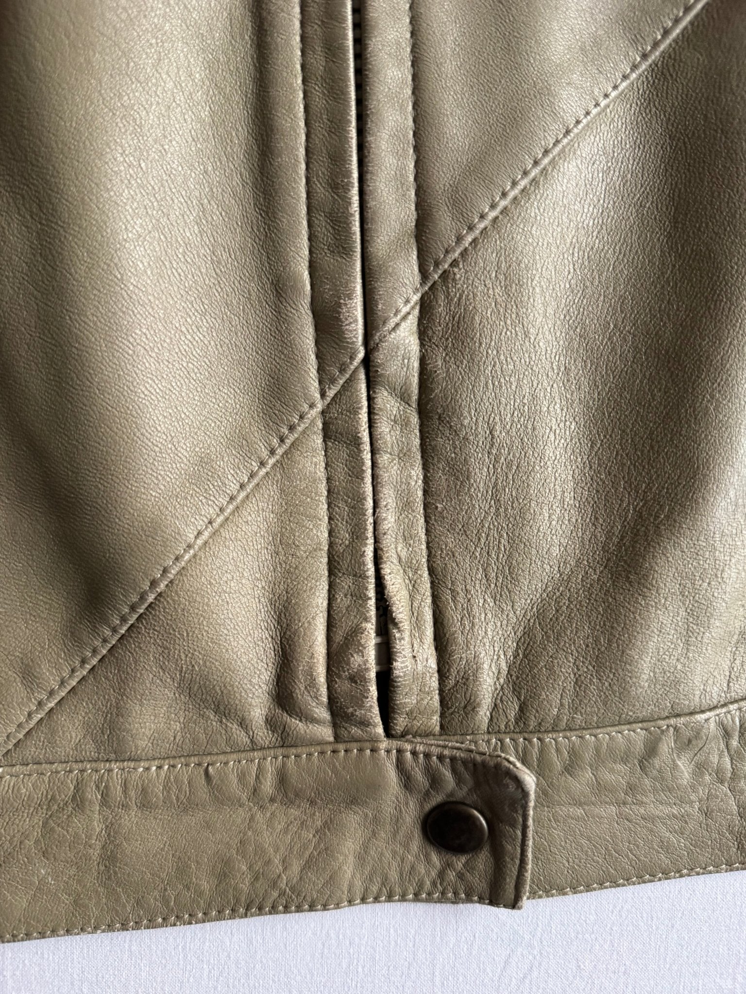 🫒 Y2K Geacă din piele olive deschis / IT 42 (Femei M) - anbracaminte