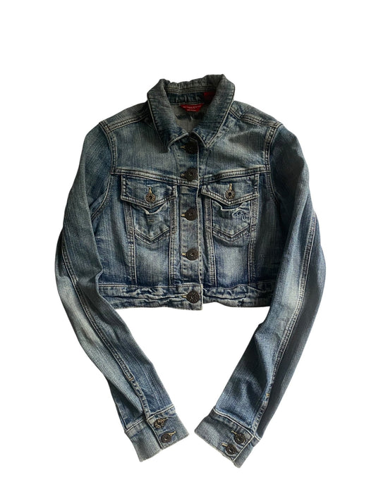 Y2K Guess Jeans Cropped Denim Jacket - anbracaminte