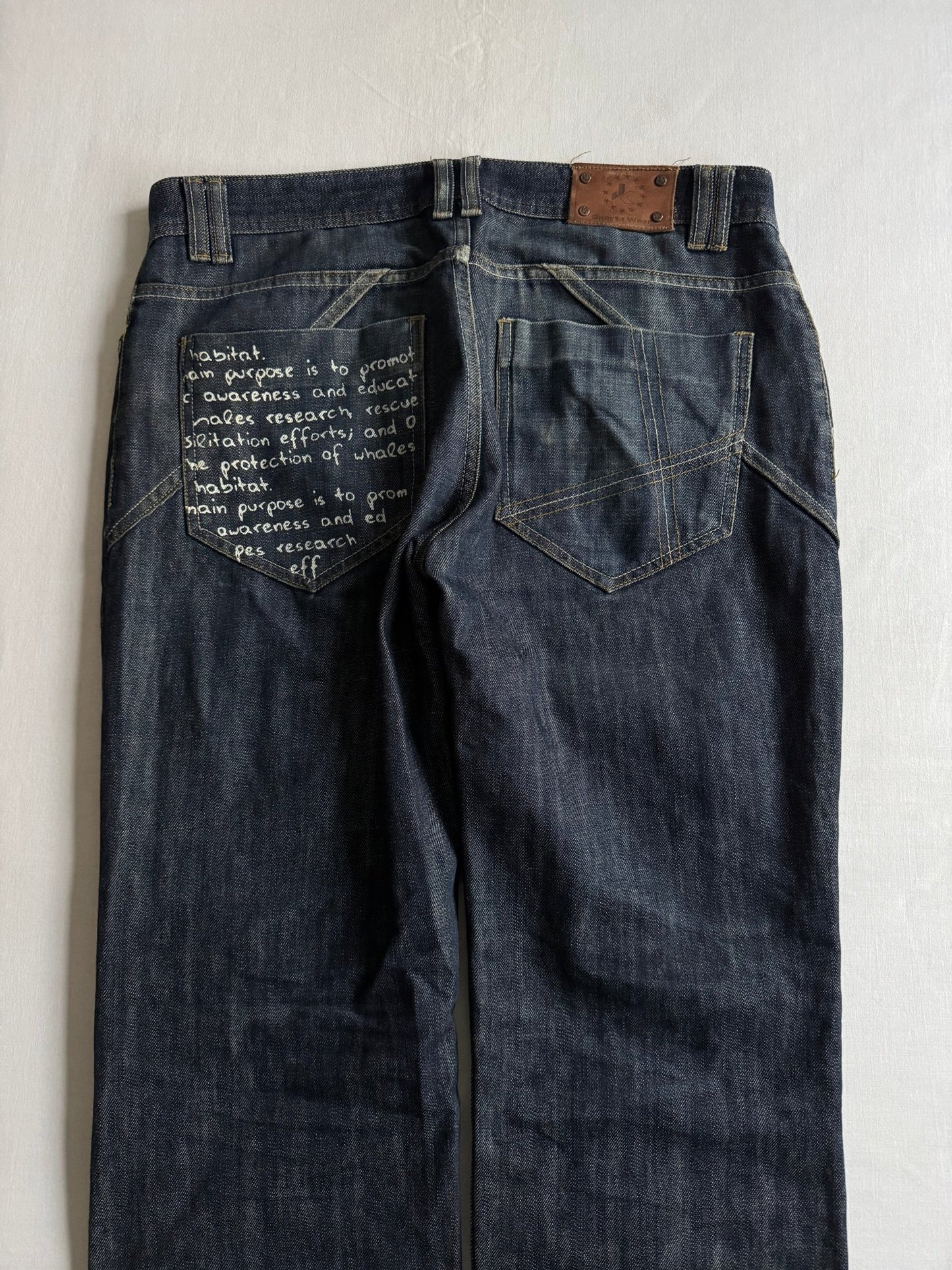 🐚 Y2K Jeans Baggy cu Imprimeu și Detalii – W32 L34 - anbracaminte