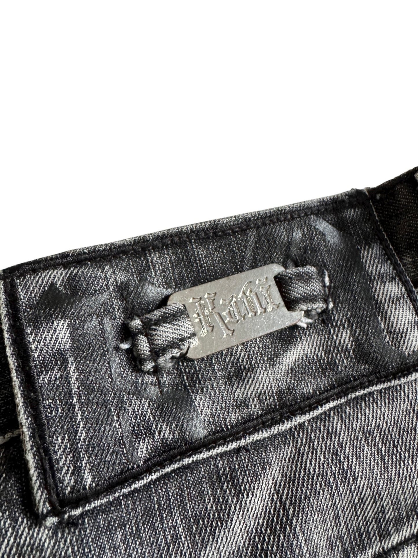 🎙️ Y2K Karl Kani Washed Black Baggy Jeans – W36 x L34 – Embroidered & Printed Details - anbracaminte