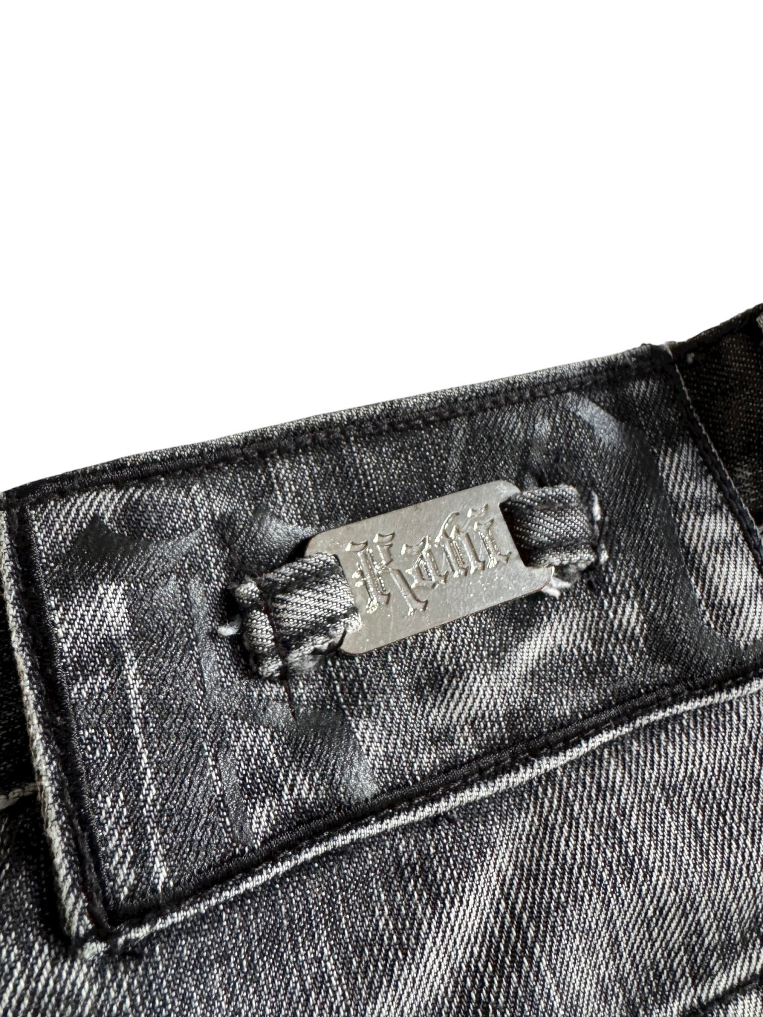 🎙️ Y2K Karl Kani Washed Black Baggy Jeans – W36 x L34 – Embroidered & Printed Details - anbracaminte