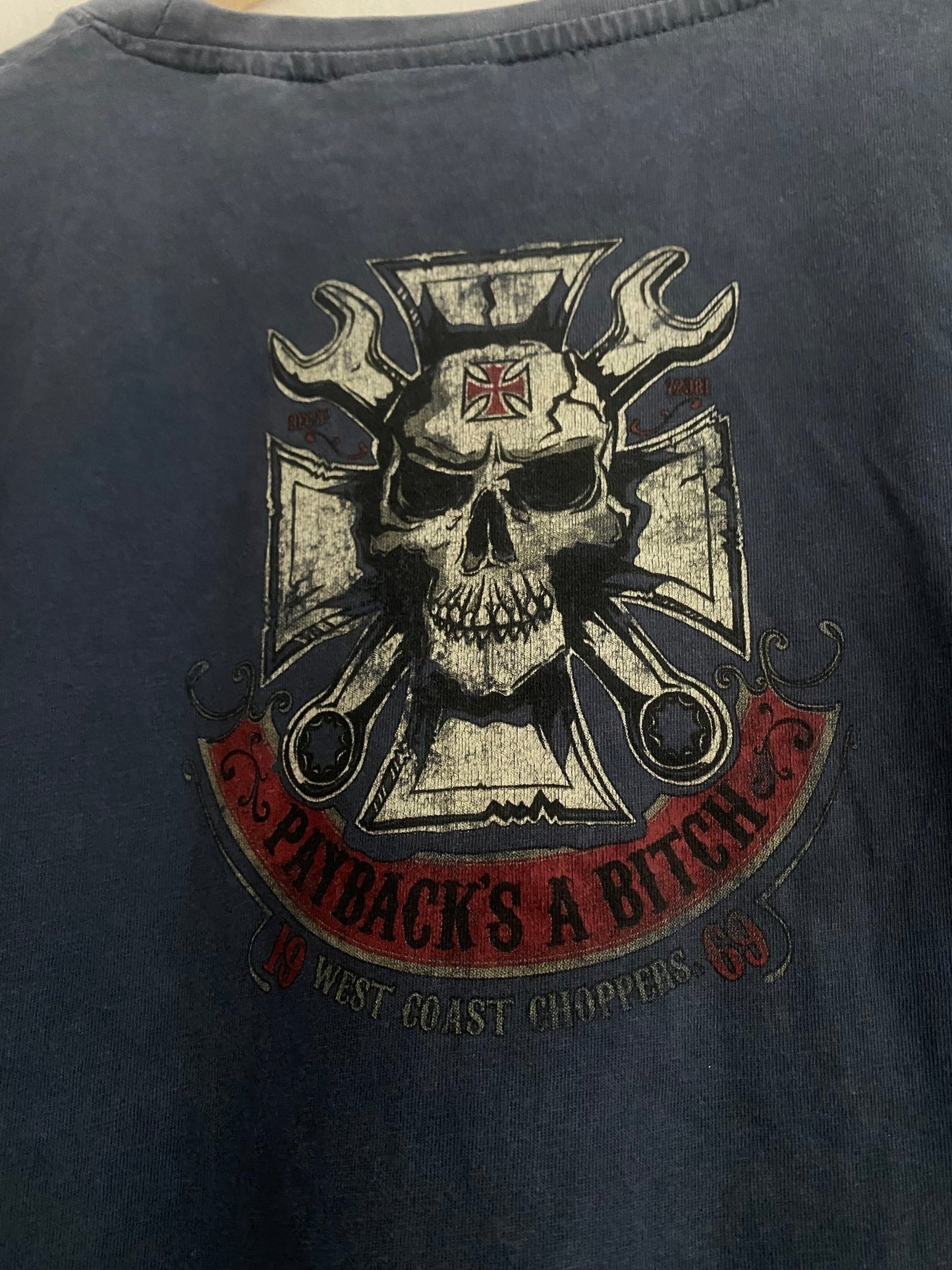 👕 Y2K Ocean Blue West Coast Customs Skull Graphic Tee - anbracaminte
