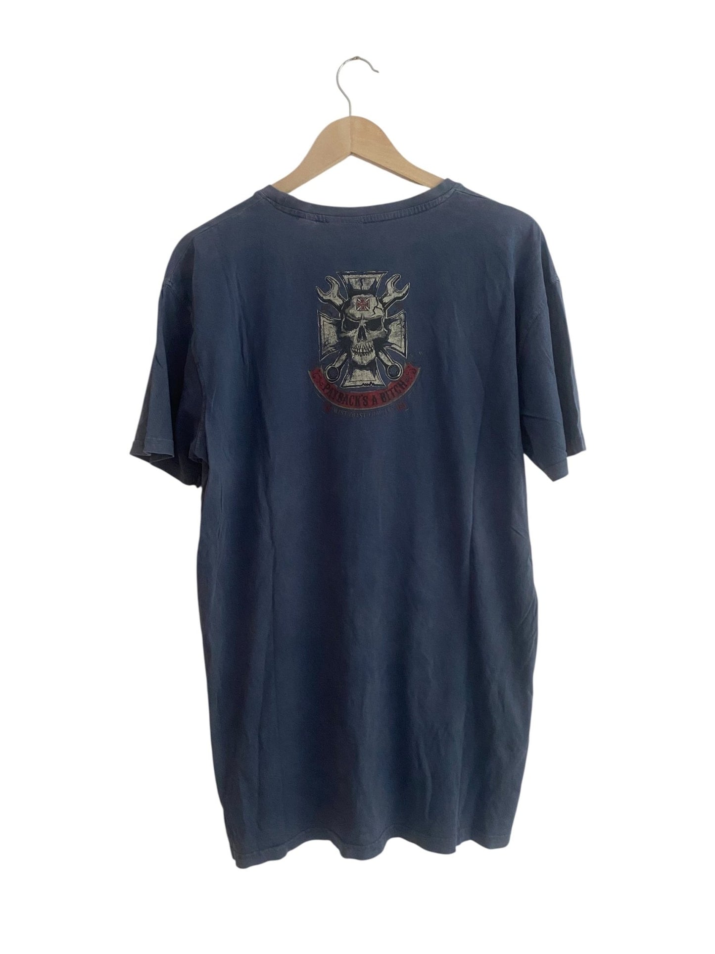 👕 Y2K Ocean Blue West Coast Customs Skull Graphic Tee - anbracaminte