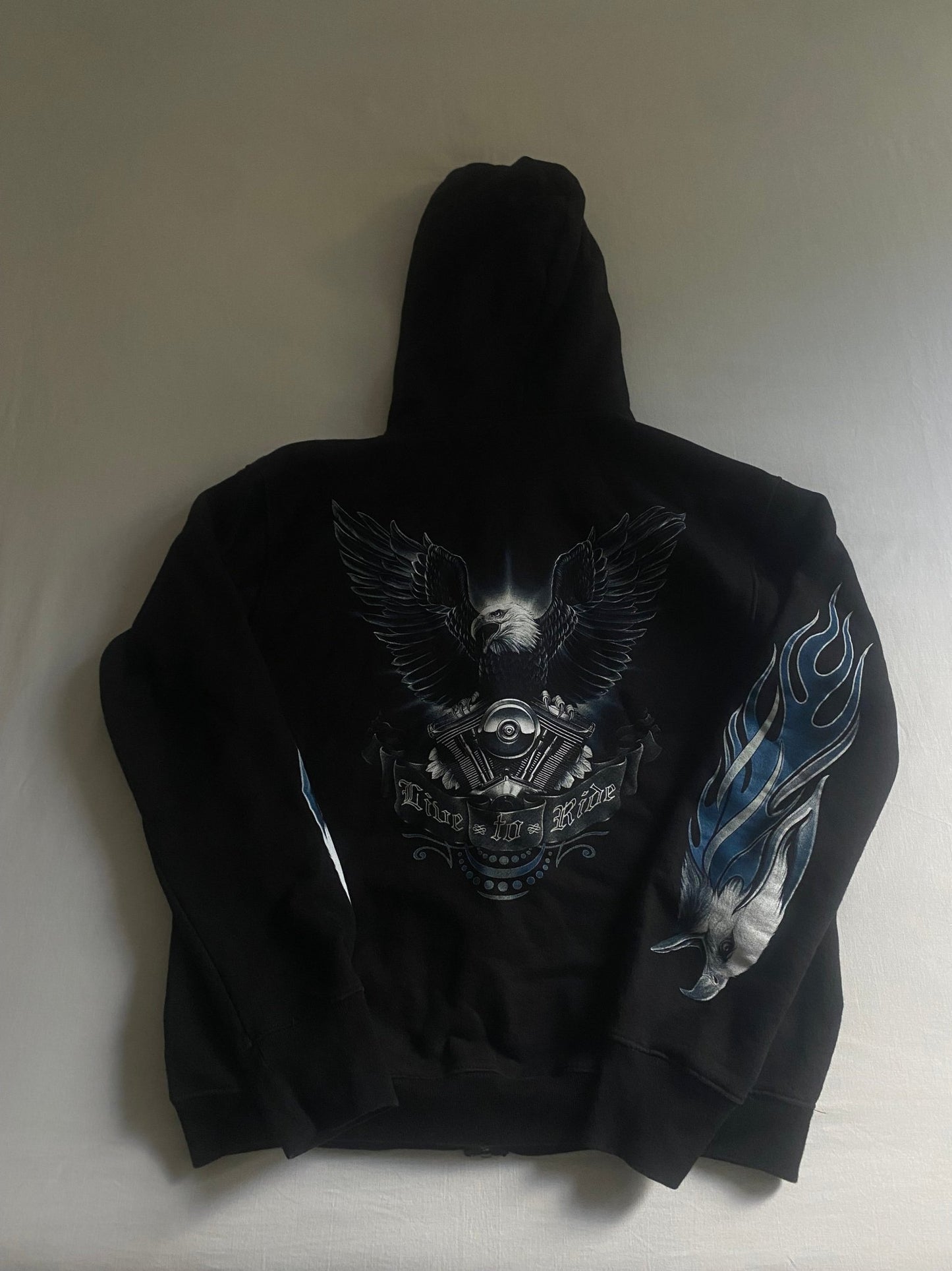 Y2K Printed Biker Hoodie - anbracaminte