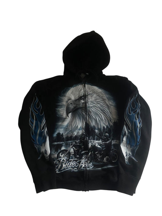 Y2K Printed Biker Hoodie - anbracaminte