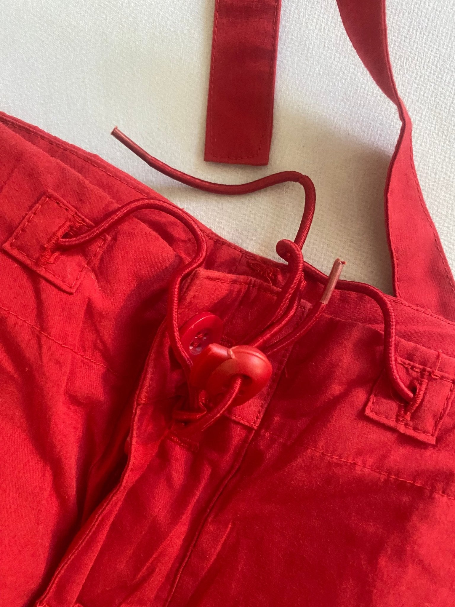 🔴 Y2K Red Crazy Rave Cargo Pants – Women’s L - anbracaminte