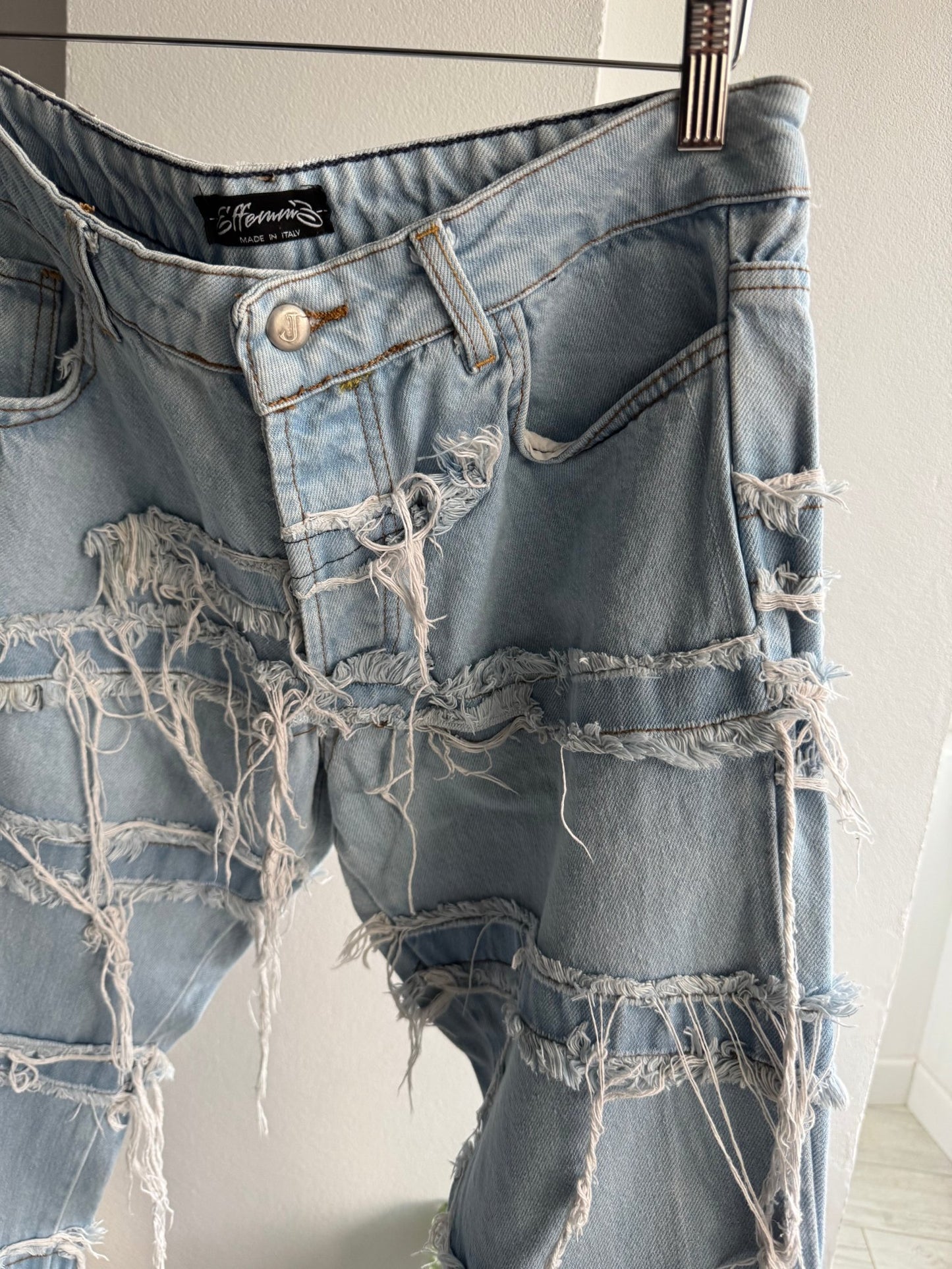 👖 Y2K Stacked Bootcut Jeans cu Franjuri – EU 50 (L Bărbați) – Made in Italy - anbracaminte