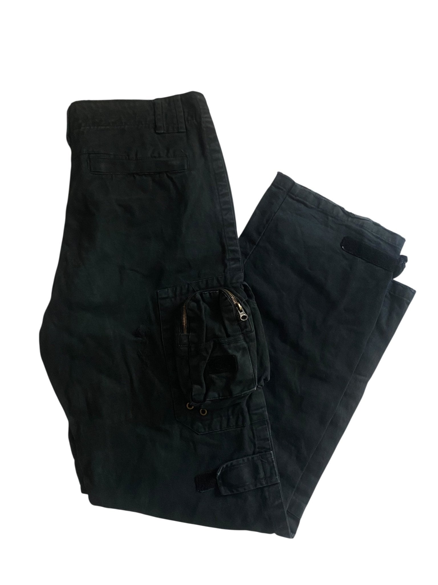 🔩 Y2K Utility Washed Black Cargo Pants – Heavy Cotton - anbracaminte