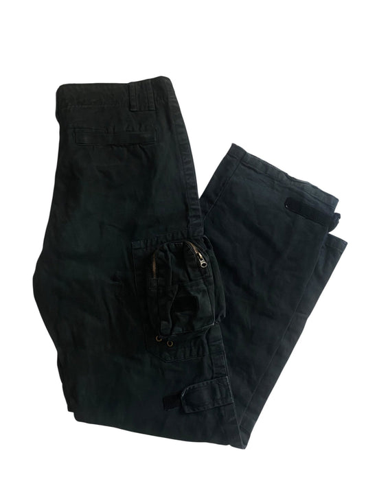 🔩 Y2K Utility Washed Black Cargo Pants – Heavy Cotton - anbracaminte
