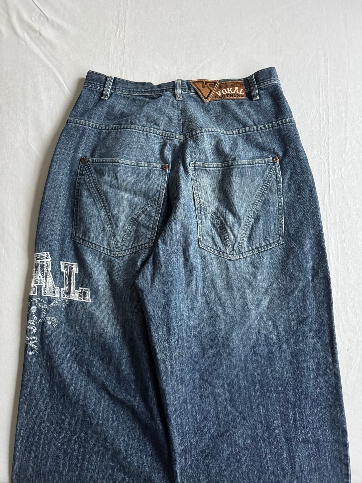 👖 Y2K Vokal Baggy Jeans Brodați - US 30 - anbracaminte