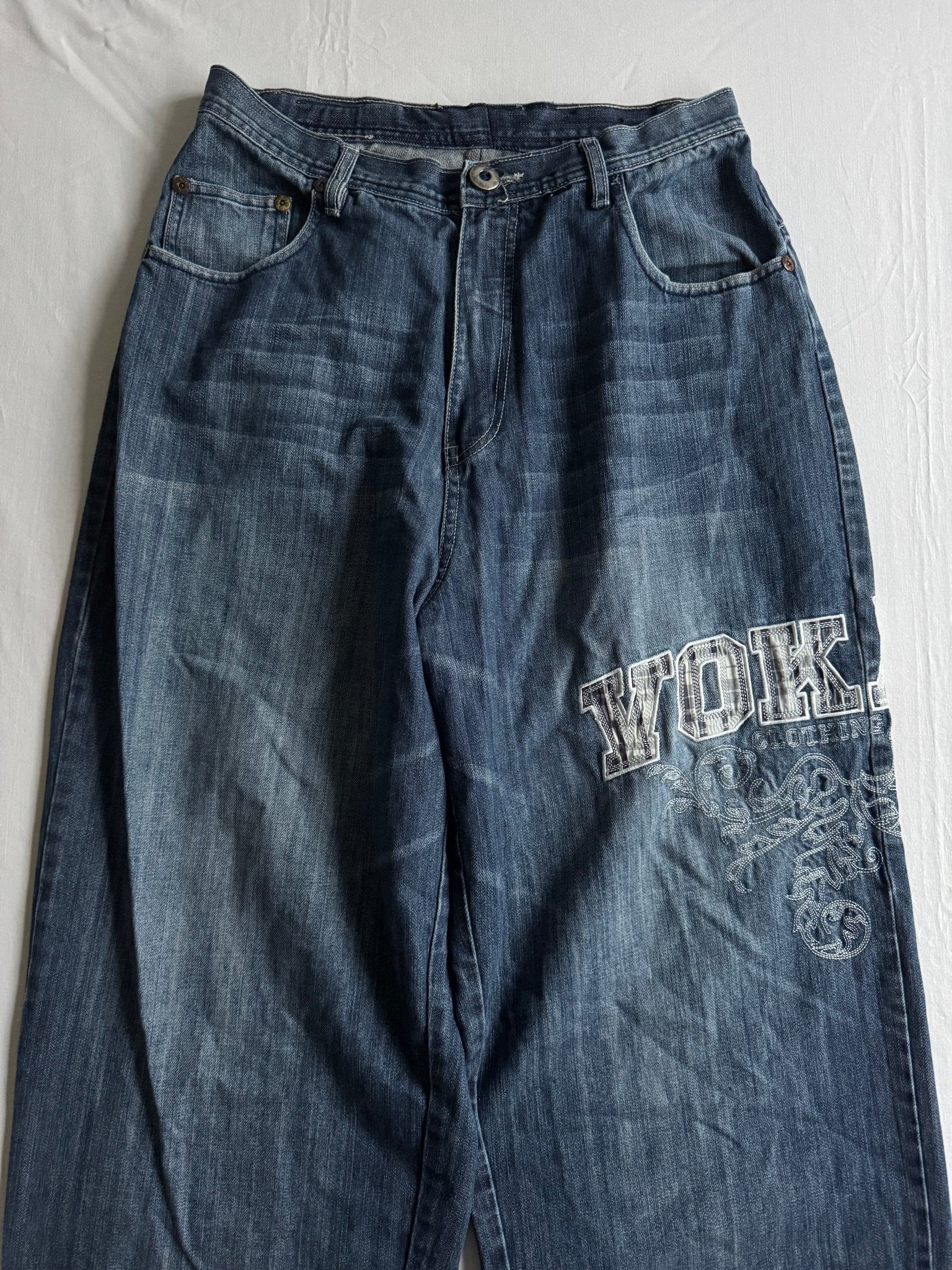 👖 Y2K Vokal Baggy Jeans Brodați - US 30 - anbracaminte